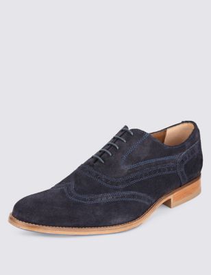 Suede Lace-up Layered Sole Brogue Shoes